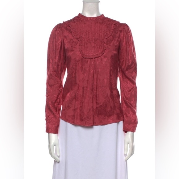 By Timo Button Back Floral Victorian Dark Pink Long Sleeve Blouse XS Bytimo - Picture 8 of 8